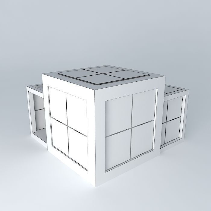 pavilion three colored cubes 3D model_3