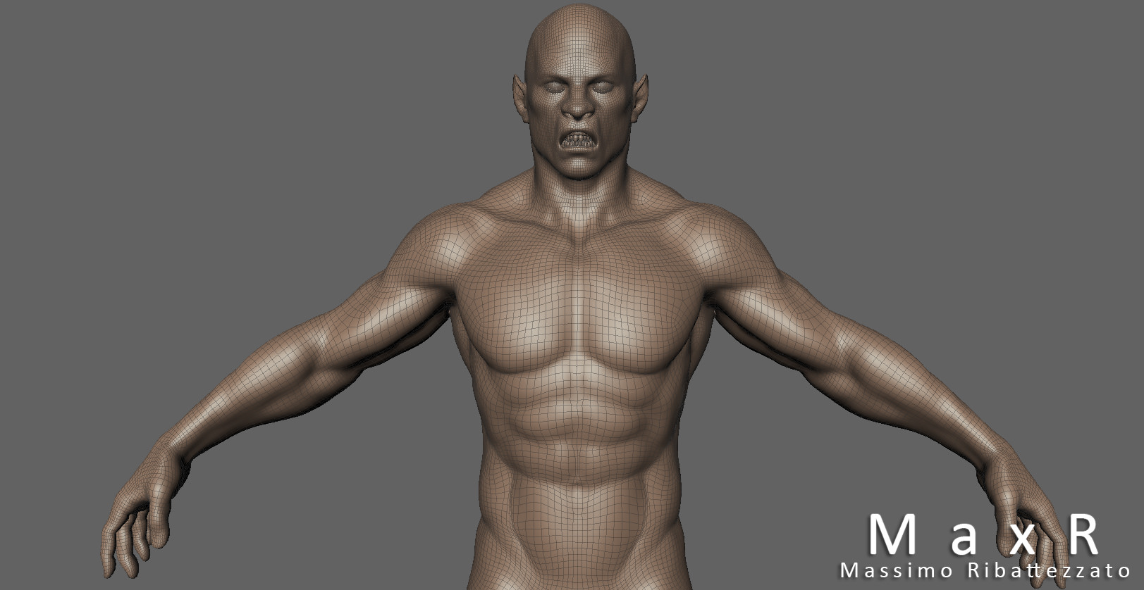 Orc Creature base mesh for sculpt 3D model_2