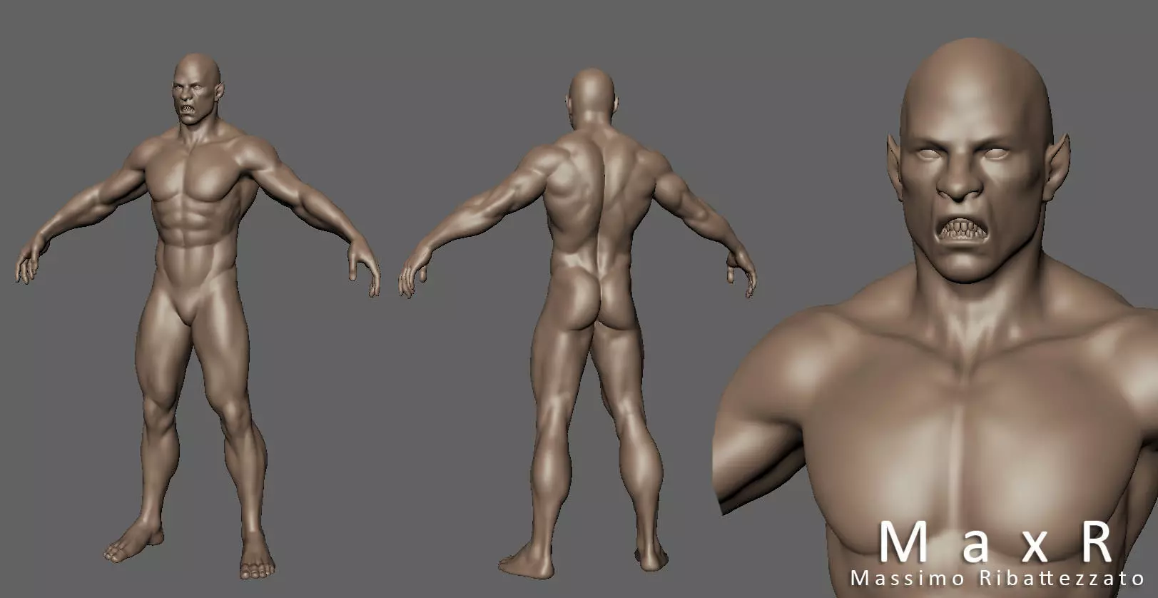 Orc Creature base mesh for sculpt 3D model_0