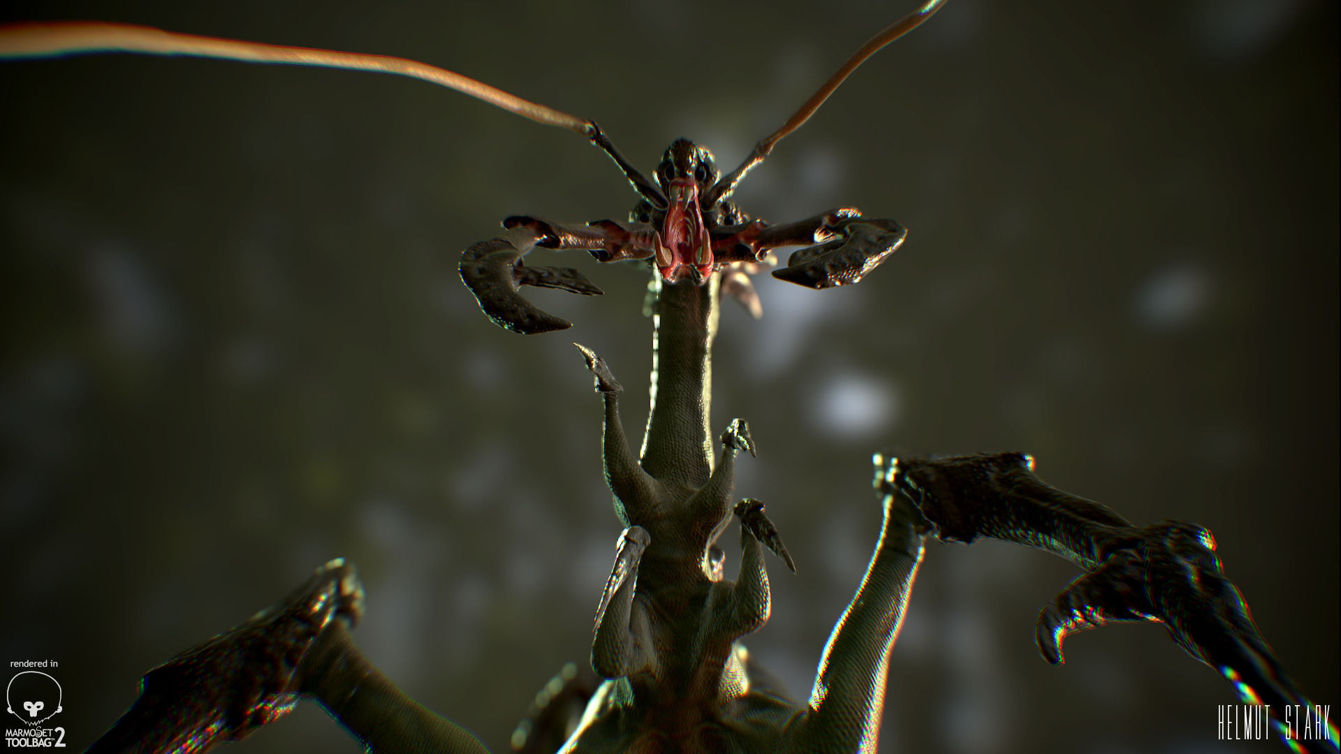 Alien Lizard Crab Game Model Low-poly 3D model_1