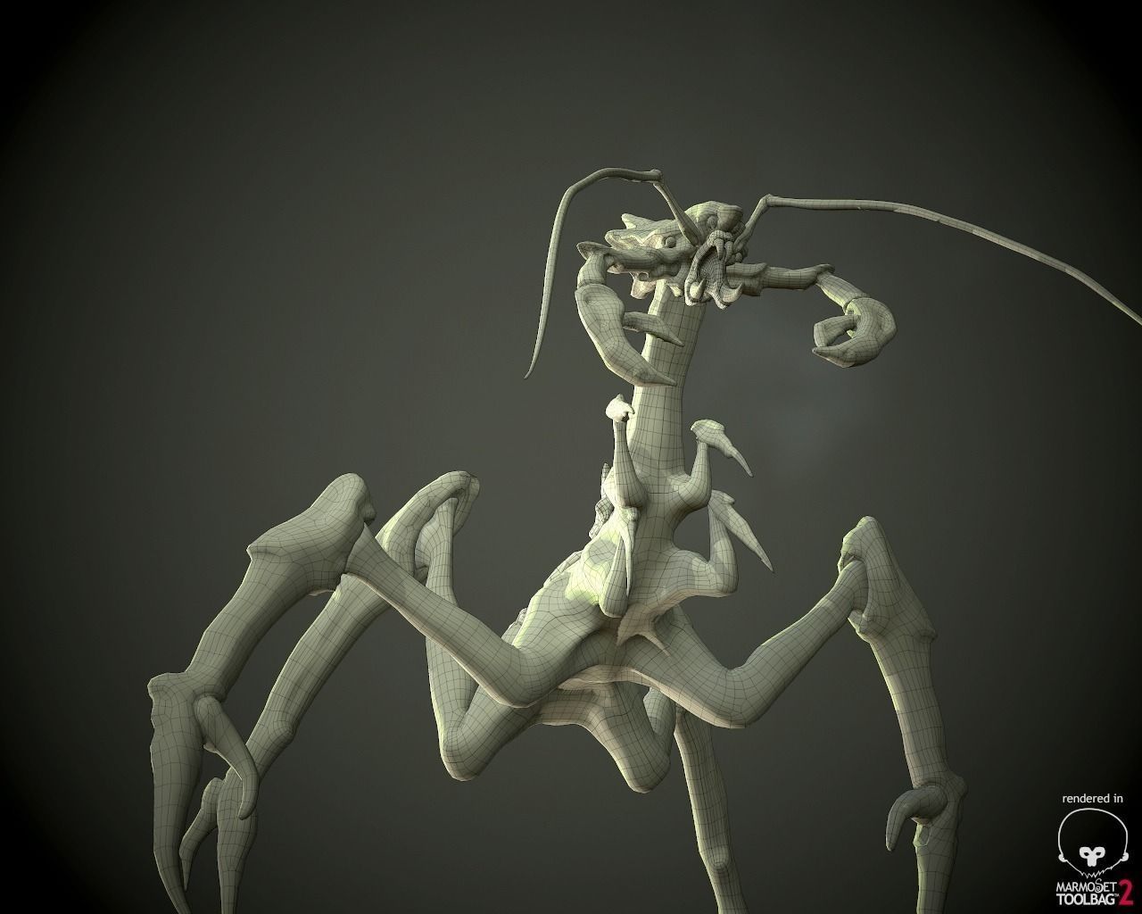 Alien Lizard Crab Game Model Low-poly 3D model_5