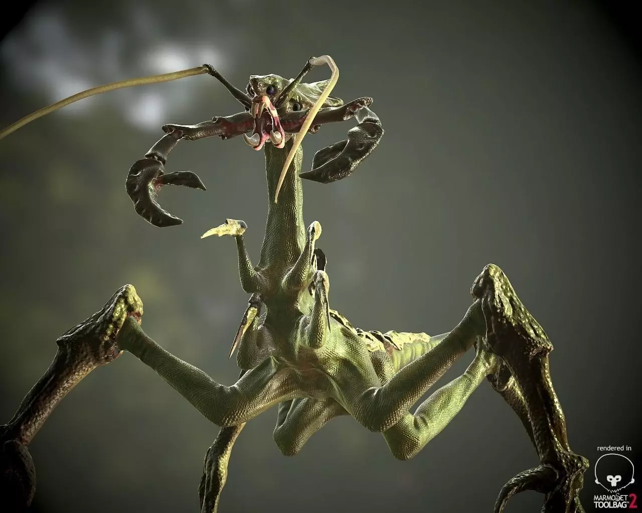 Alien Lizard Crab Game Model Low-poly 3D model_0