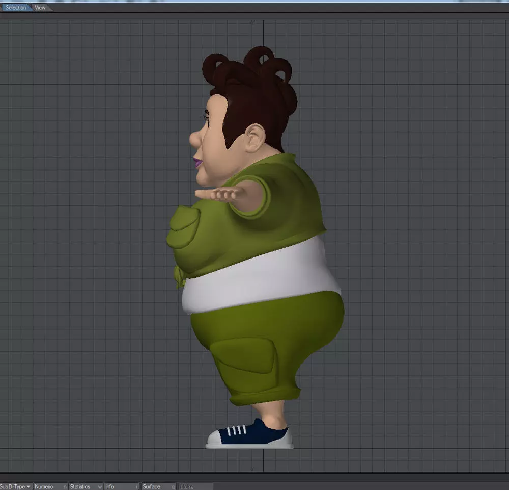 Big Woman Low-poly 3D model_0