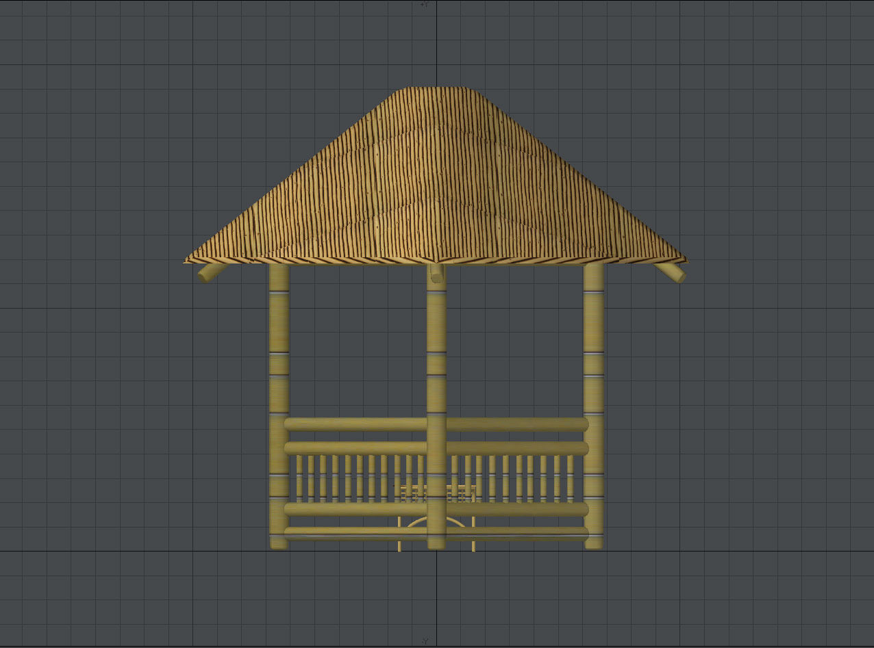 Bamboo Gazebo Low-poly 3D model_2