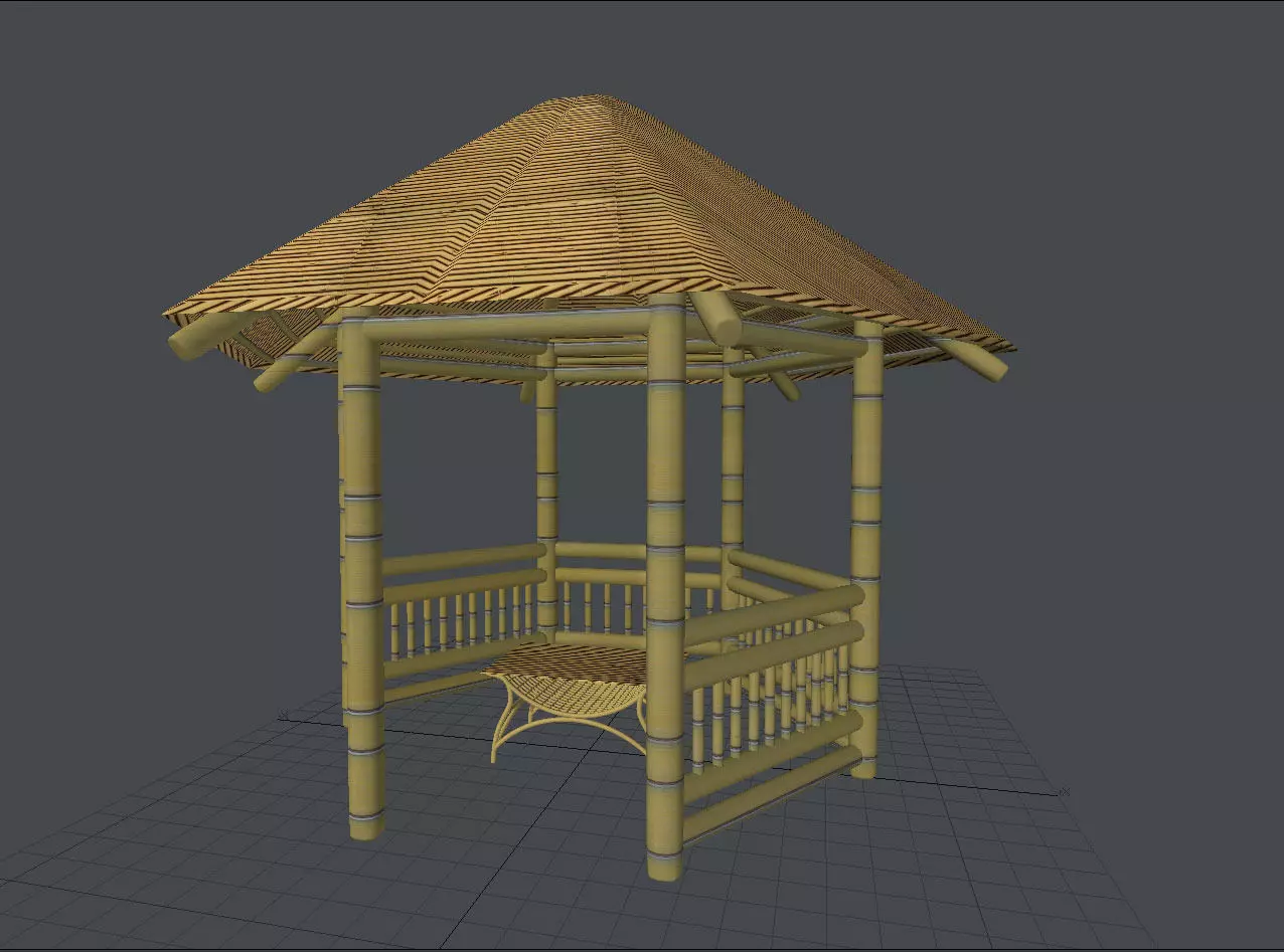 Bamboo Gazebo Low-poly 3D model_0