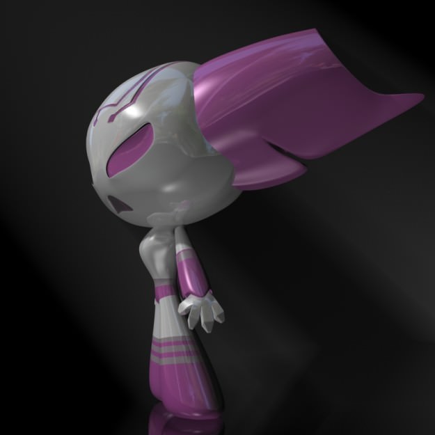 ProtoGirl Robot Character Female RIGGED Low-poly 3D model_2