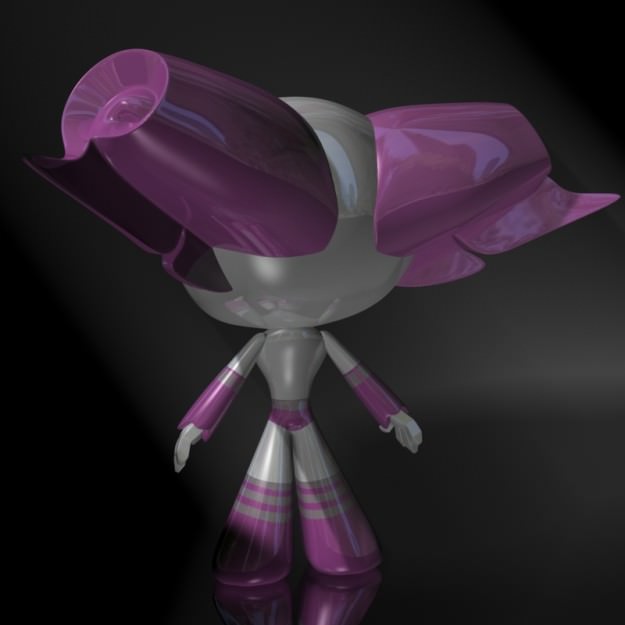 ProtoGirl Robot Character Female RIGGED Low-poly 3D model_3