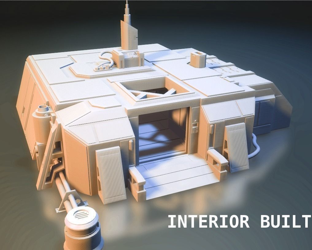 Sci-Fi RPG House with interior - High details level Low-poly 3D model_1