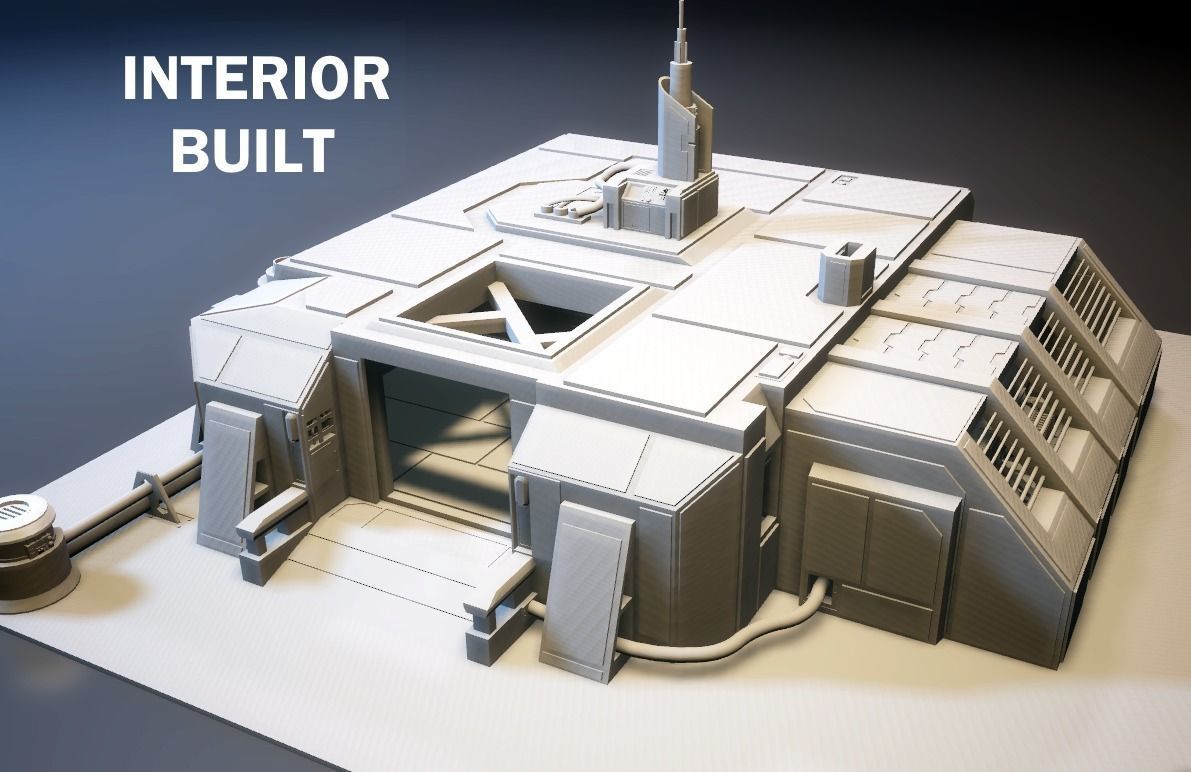 Sci-Fi RPG House with interior - High details level Low-poly 3D model_0