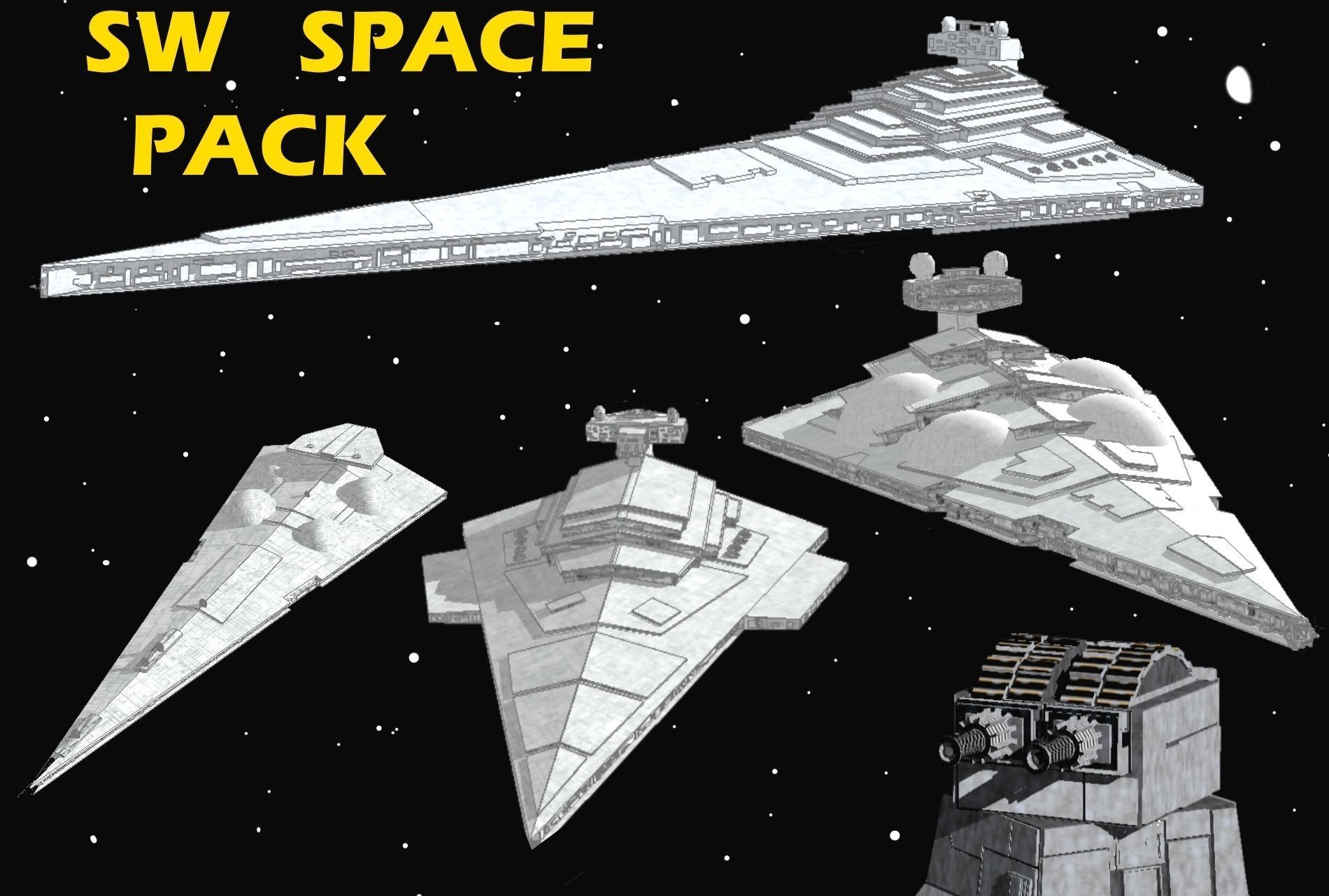 STAR WARS - ALL STARSHIPS PACK Low-poly 3D model_0