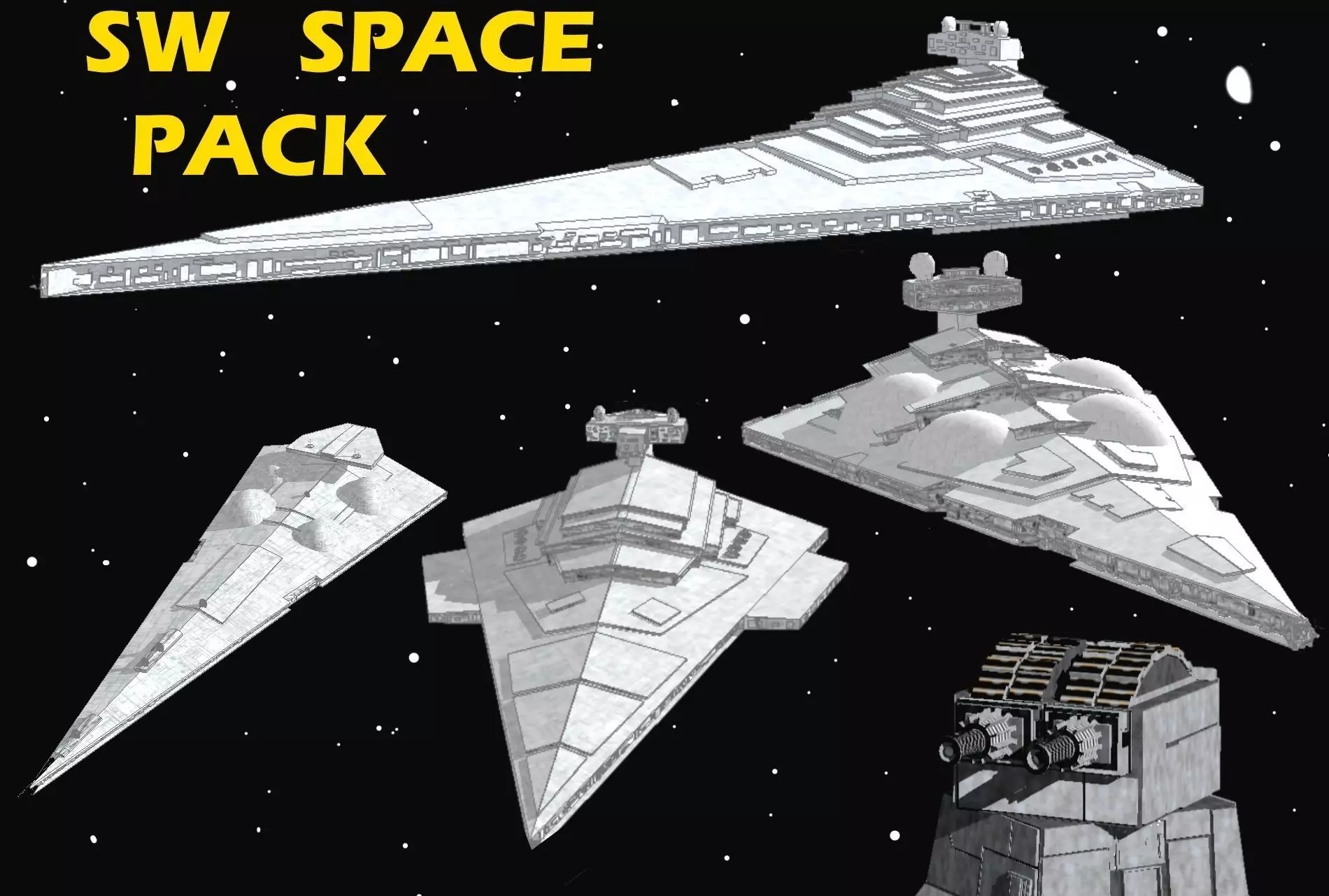 STAR WARS - ALL STARSHIPS PACK Low-poly 3D model