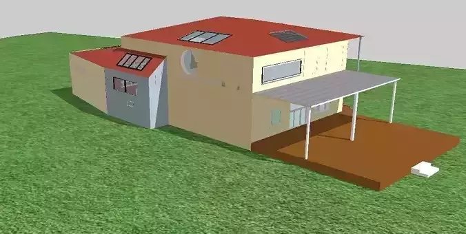 Modern house with interior  Free 3D model