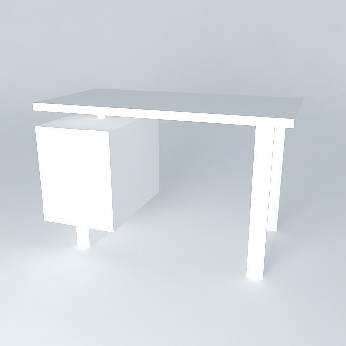 Desk With Drawers Free 3D model_1