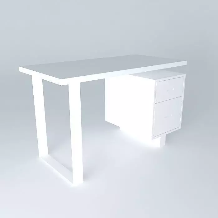 Desk With Drawers Free 3D model_0