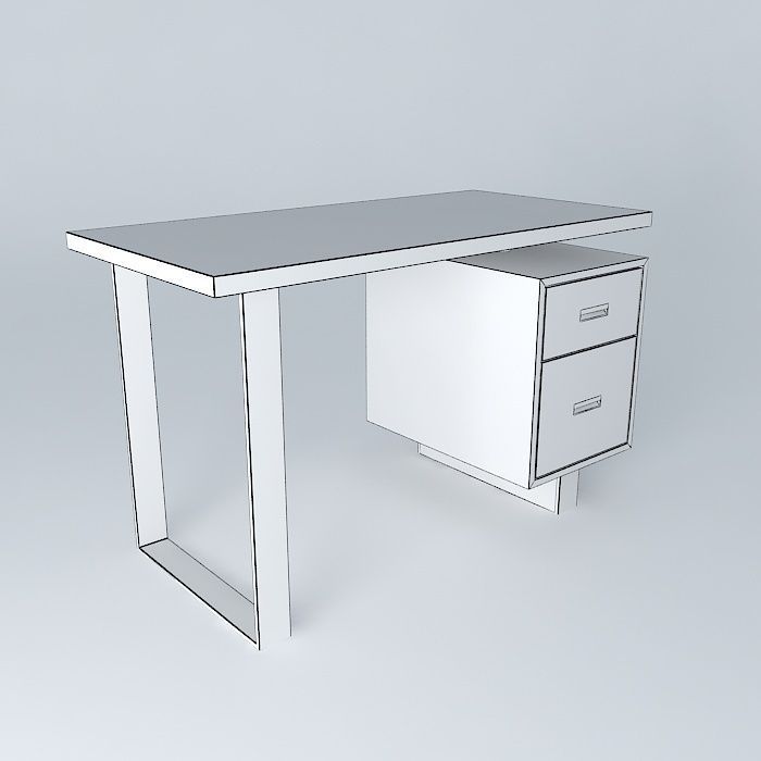 Desk With Drawers Free 3D model_3