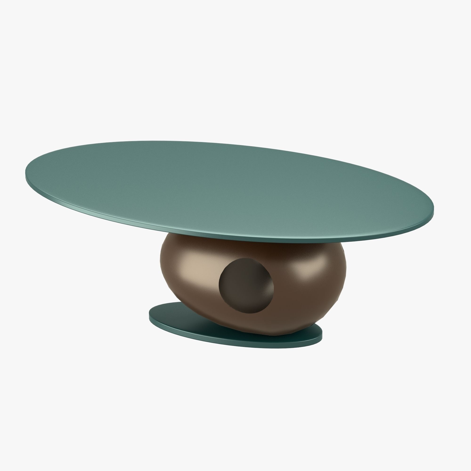 Oval table with middle hole 3D model_0