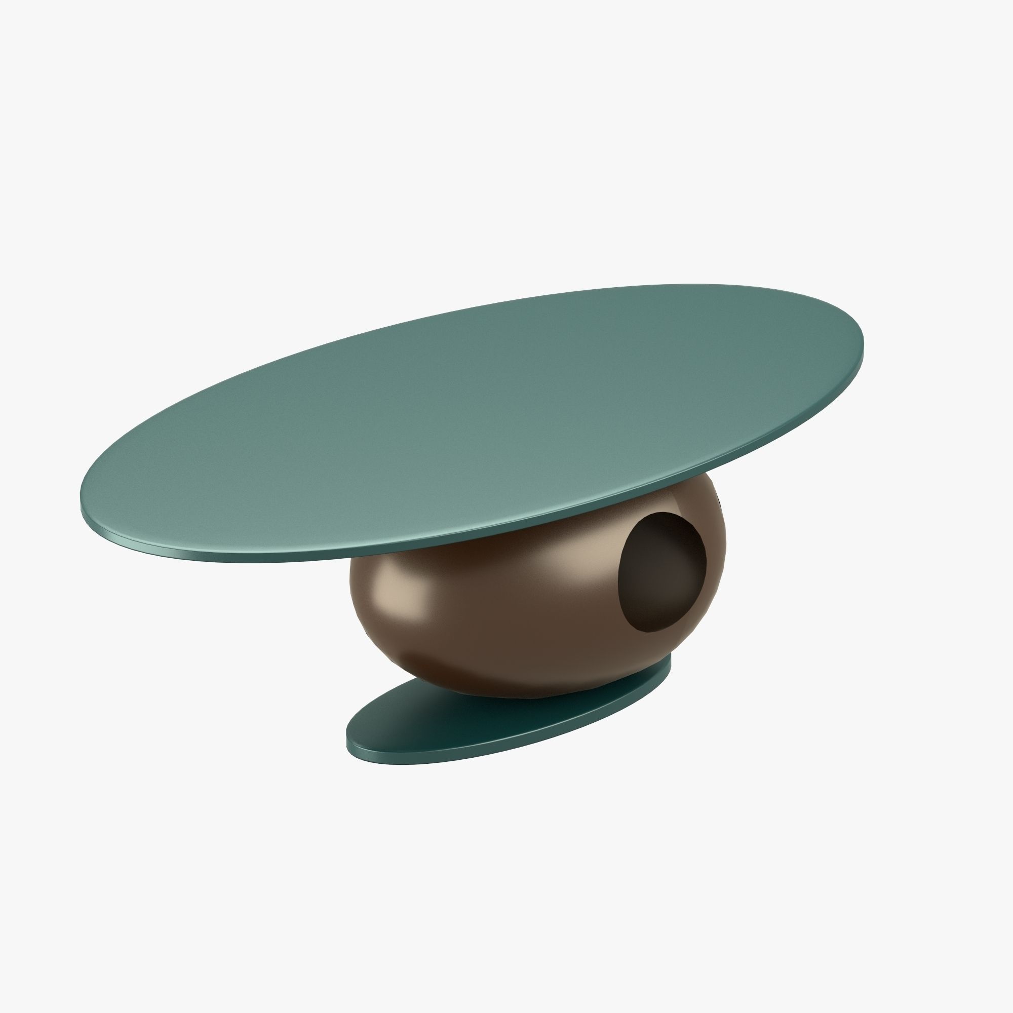 Oval table with middle hole 3D model_3