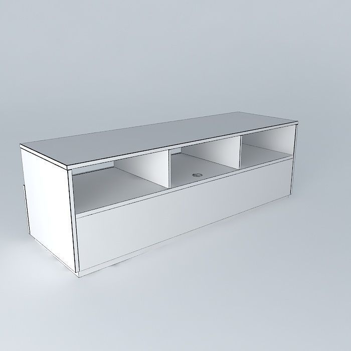 Media Console White Free 3D model_4