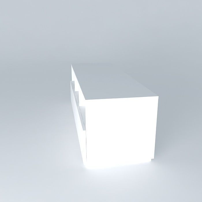 Media Console White Free 3D model_2