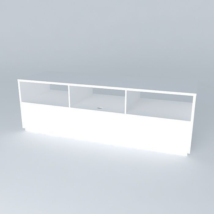 Media Console White Free 3D model_1