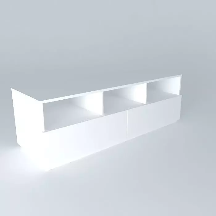Media Console White Free 3D model_0