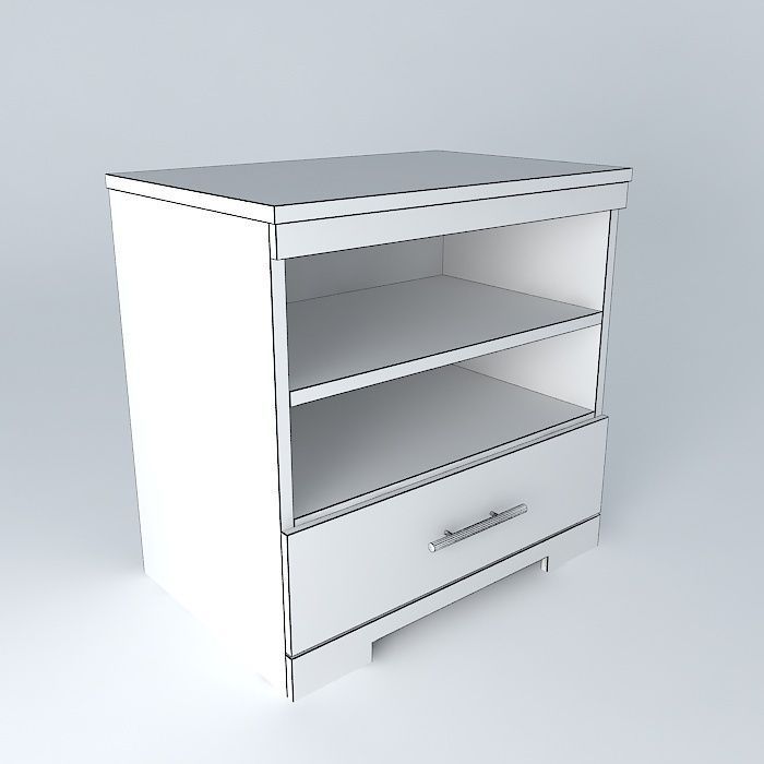 Nightstand One Drawer Free 3D model_3