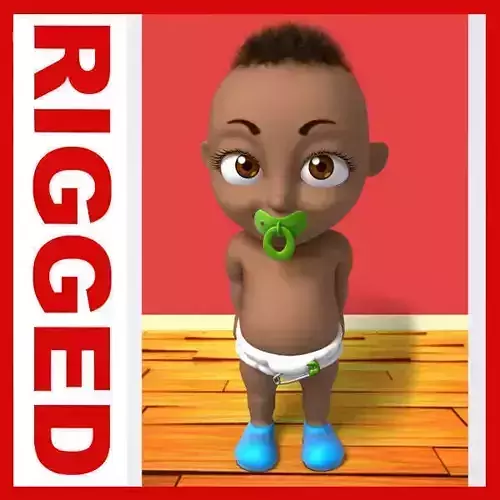 Black baby Cartoon Rigged  3D model