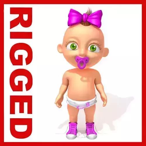 Girl baby cartoon rigged 06 3D model