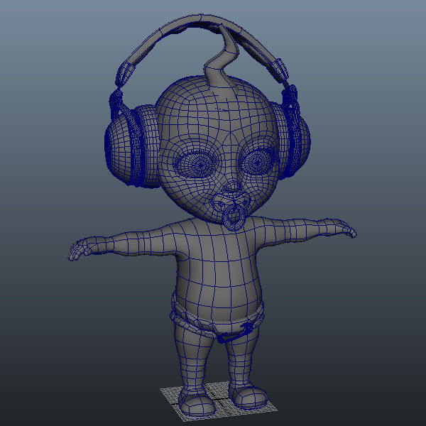 Hip Hop baby Cartoon Rigged  3D model_10