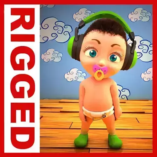 Hip Hop baby Cartoon Rigged  3D model