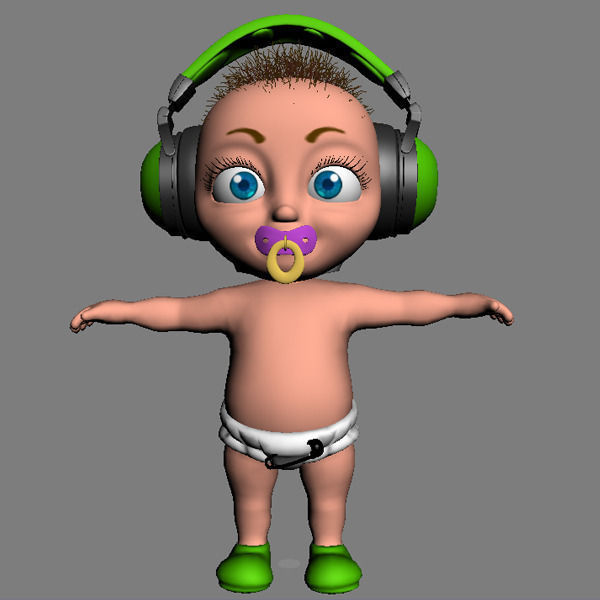 Hip Hop baby Cartoon Rigged  3D model_2