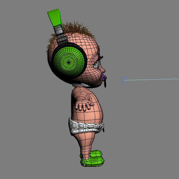 Hip Hop baby Cartoon Rigged  3D model_3