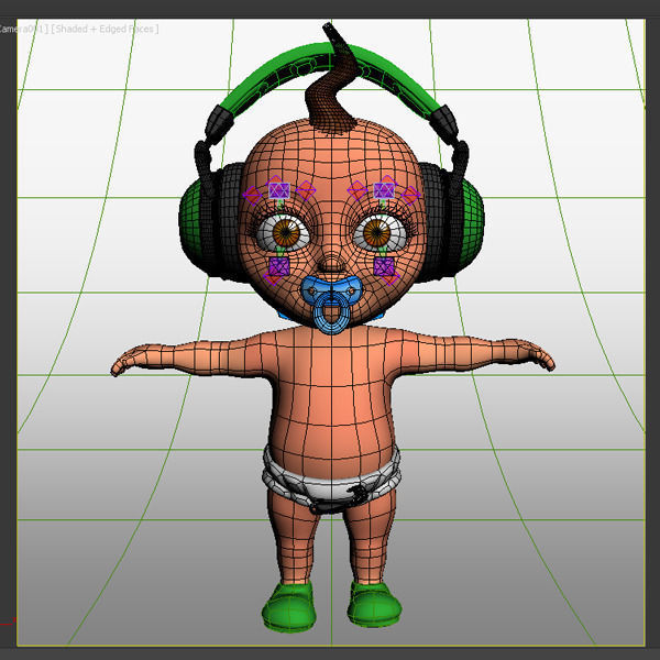 Hip Hop baby Cartoon Rigged  3D model_6
