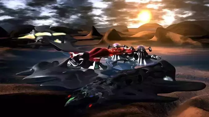 Alien lifeforms in outer space 3D model