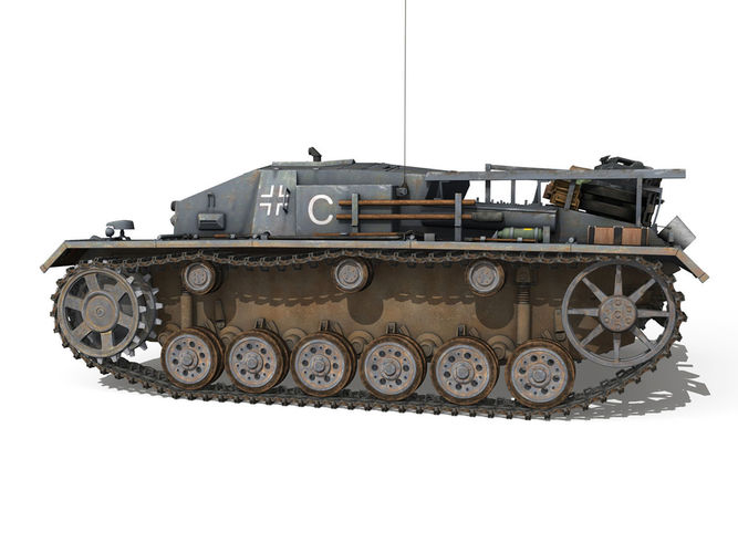 StuG III - Ausf D - StuG Abt 189 3D Model .3ds .fbx .c4d 