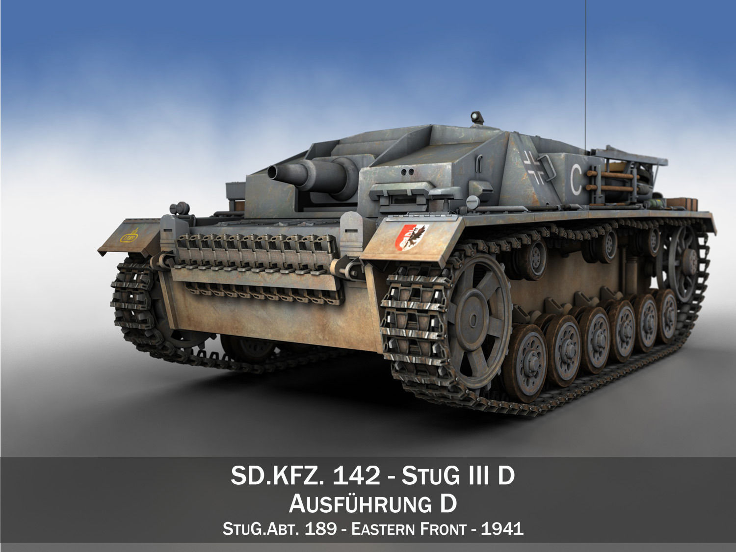 StuG III - Ausf D - StuG Abt 189 3D Model .3ds .fbx .c4d 