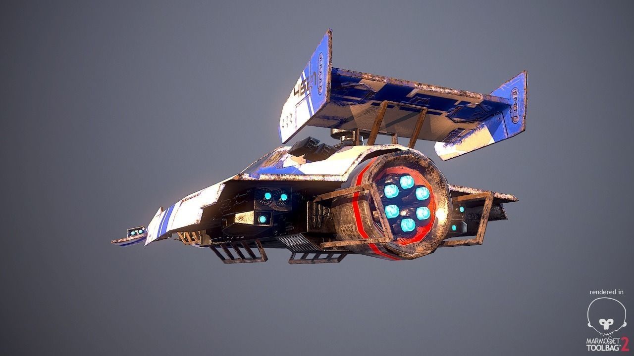 SciFi Dessert Racer LowPoly Low-poly 3D model_2