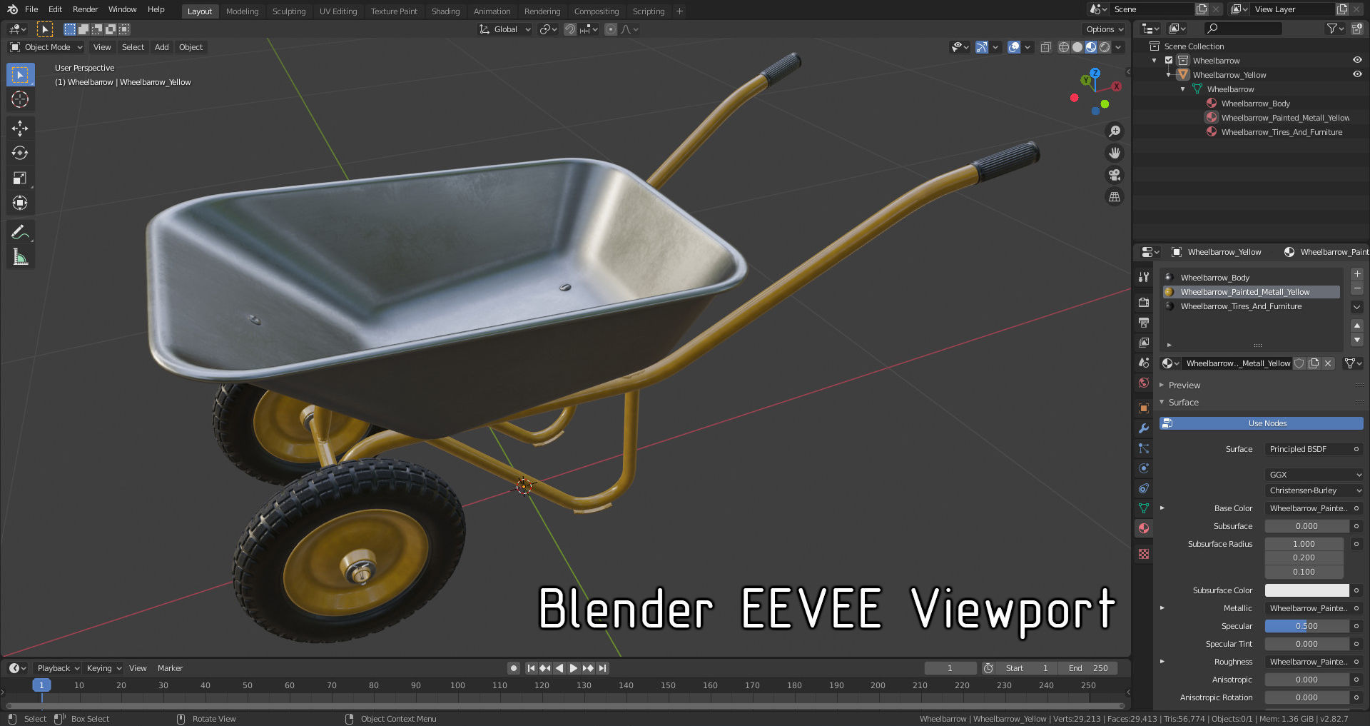 Wheelbarrow Yellow 3D model_6