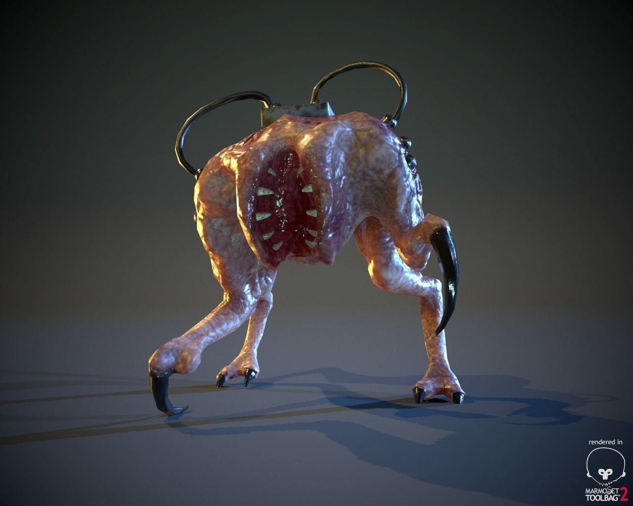BioMech Alien Creature LowPoly Low-poly 3D model_1