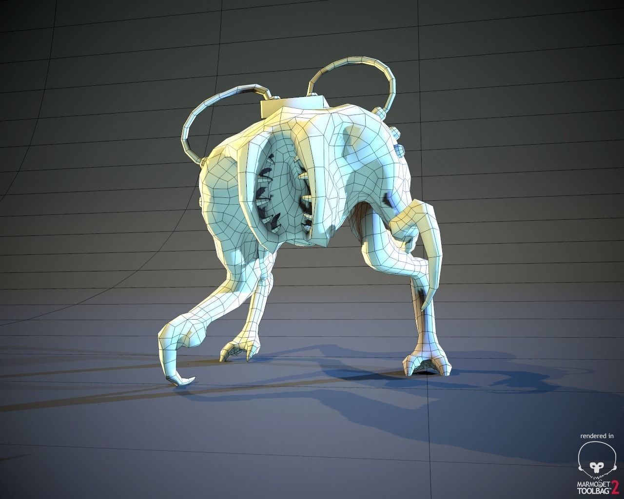 BioMech Alien Creature LowPoly Low-poly 3D model_3