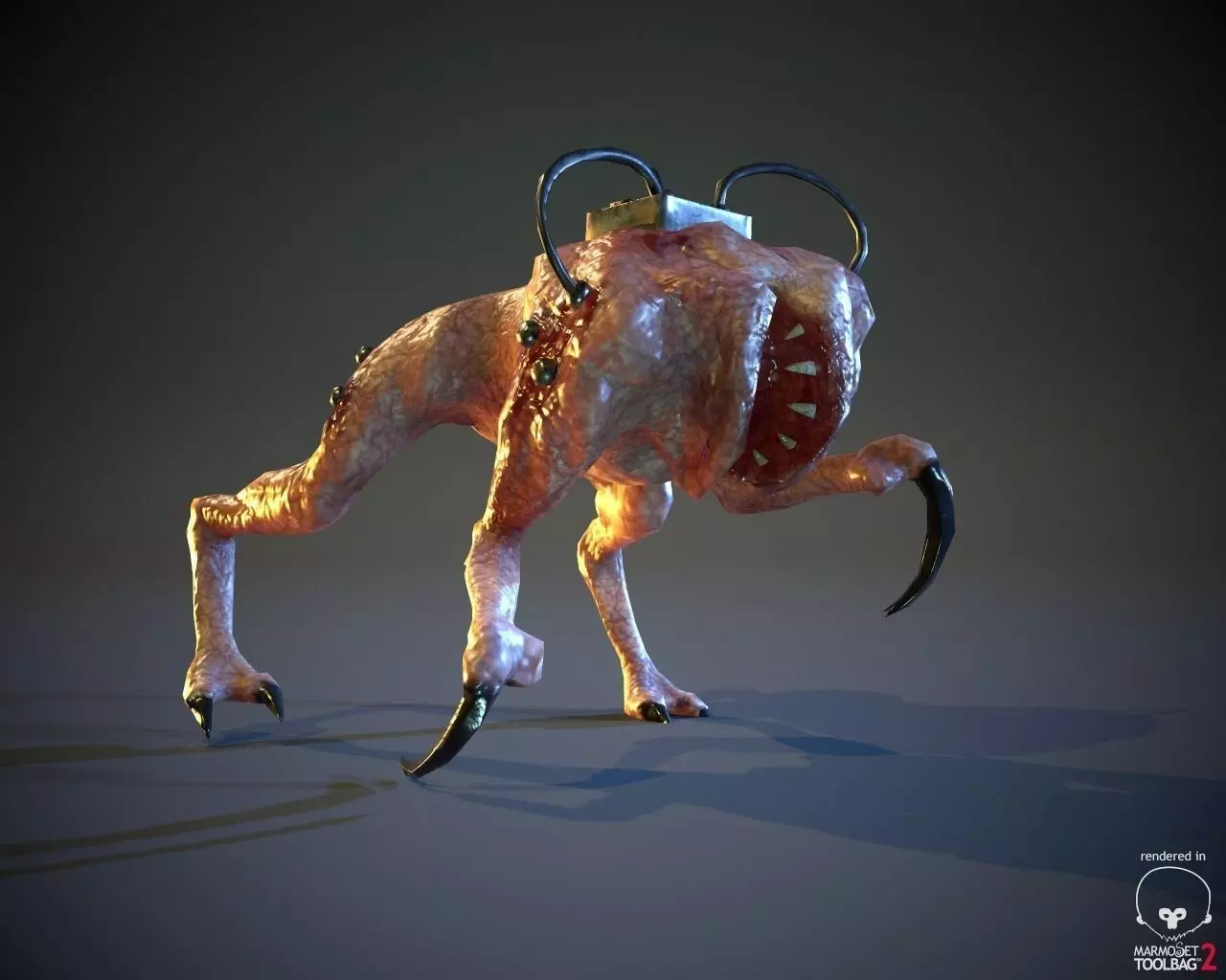 BioMech Alien Creature LowPoly Low-poly 3D model_0