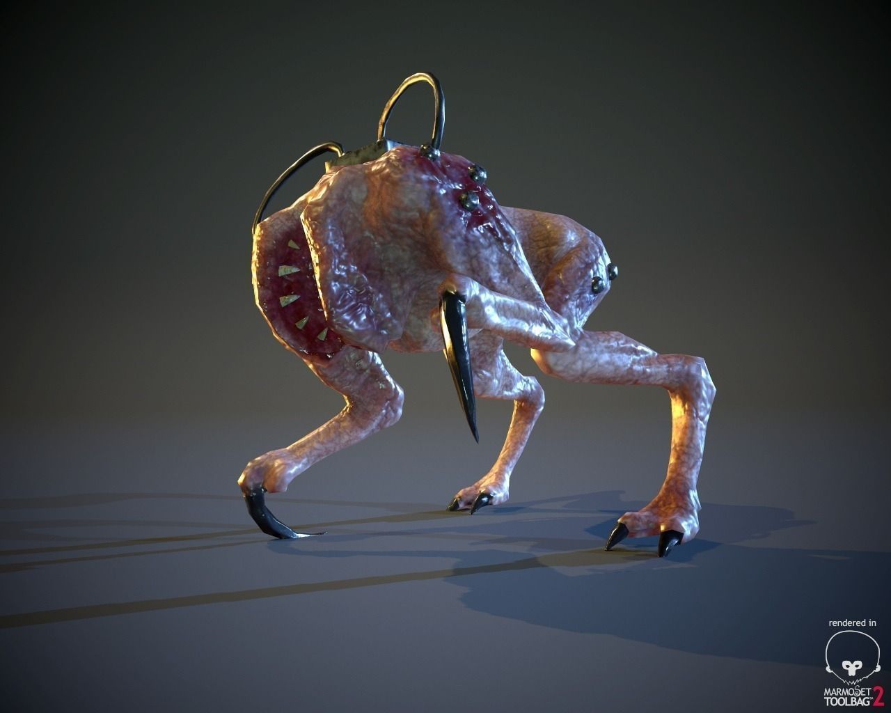BioMech Alien Creature LowPoly Low-poly 3D model_2