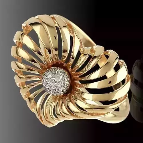 Heart ring with diamond stones 3D print model