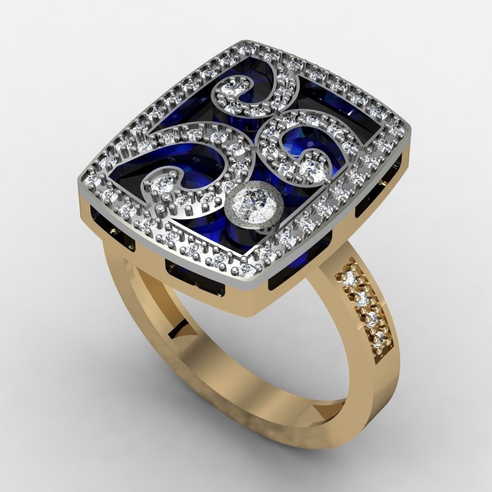 fine ring with onyx or other dark color stone  3D print model_1