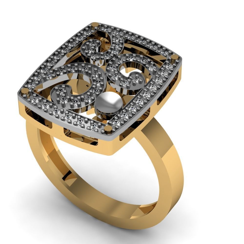 fine ring with onyx or other dark color stone  3D print model_2