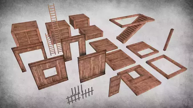 Survival Wood Crafting Kit Low-poly 3D model
