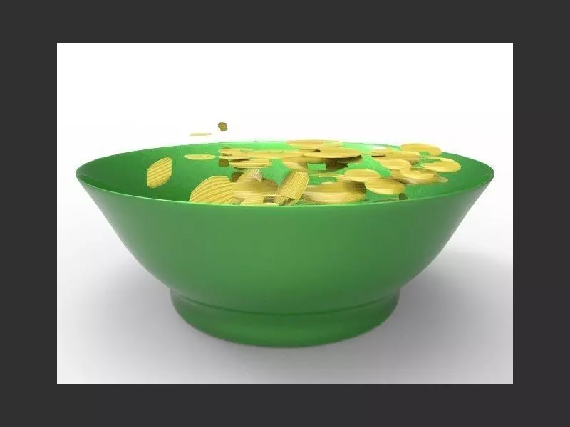bawlofchips bowl with gold coins 3D model_0