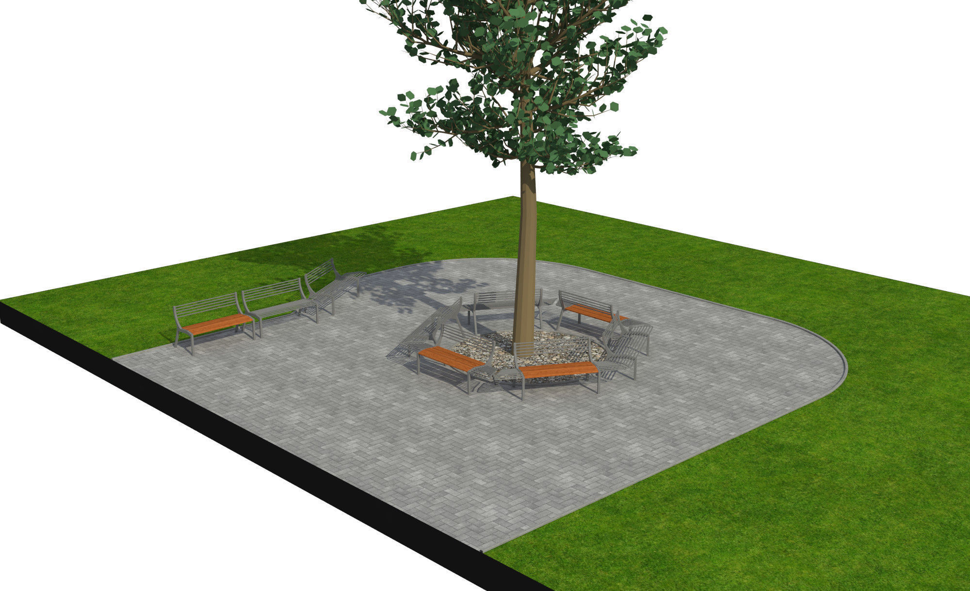 Park bench 3D model_2