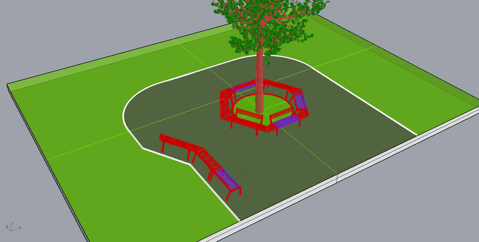 Park bench 3D model_3