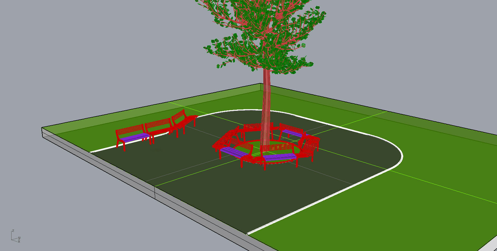 Park bench 3D model_4